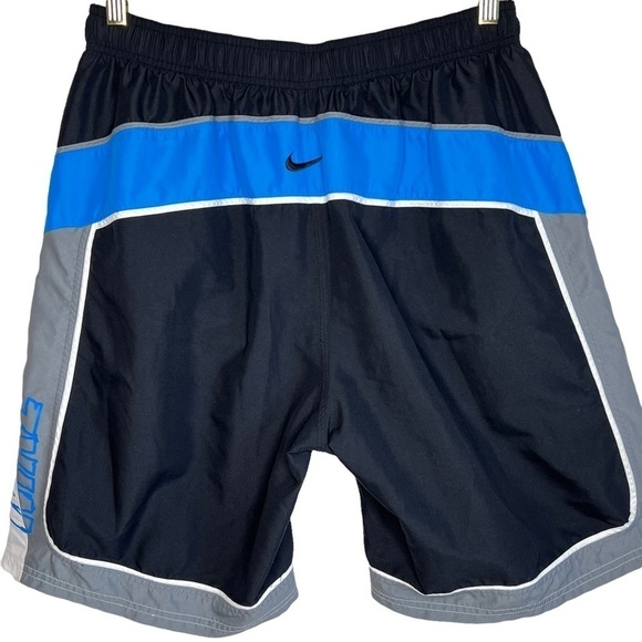 Y2K Nike Color Block Relaxed Fit Swim Trunks Size Large Blue Black Elastic Waist - Picture 2 of 9
